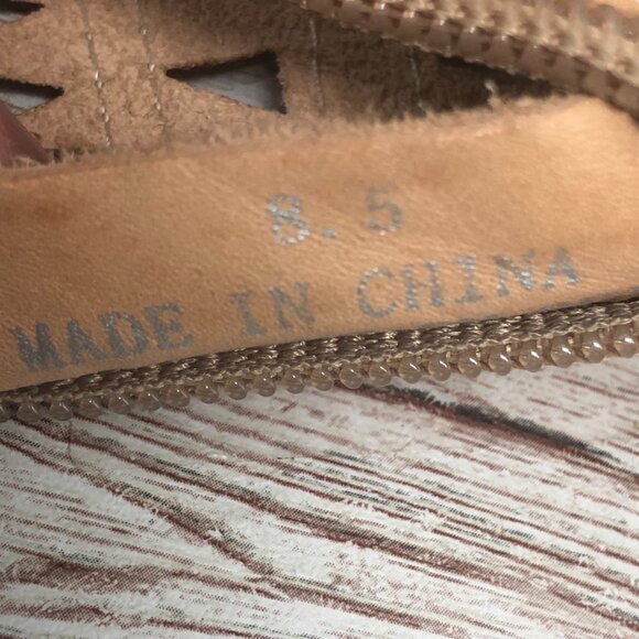 Jeffrey Campbell SIZE 8.5 Cordillo Perforated Tan Leather Tie Bootie Heels Sanda - Picture 11 of 12